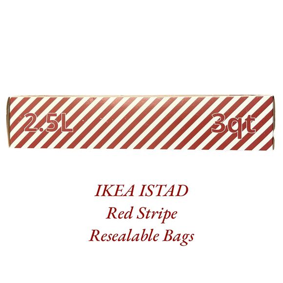 IKEA ISTAD Red Stripe Resealable Bags 3 qt  (Set of 2) 50 Bags - Picture 1 of 4